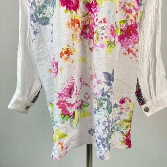 NWOT Coldwater Creek Floral Artful Embroidery Gauze Blouse Shirt Size 1X - Picture 8 of 16
